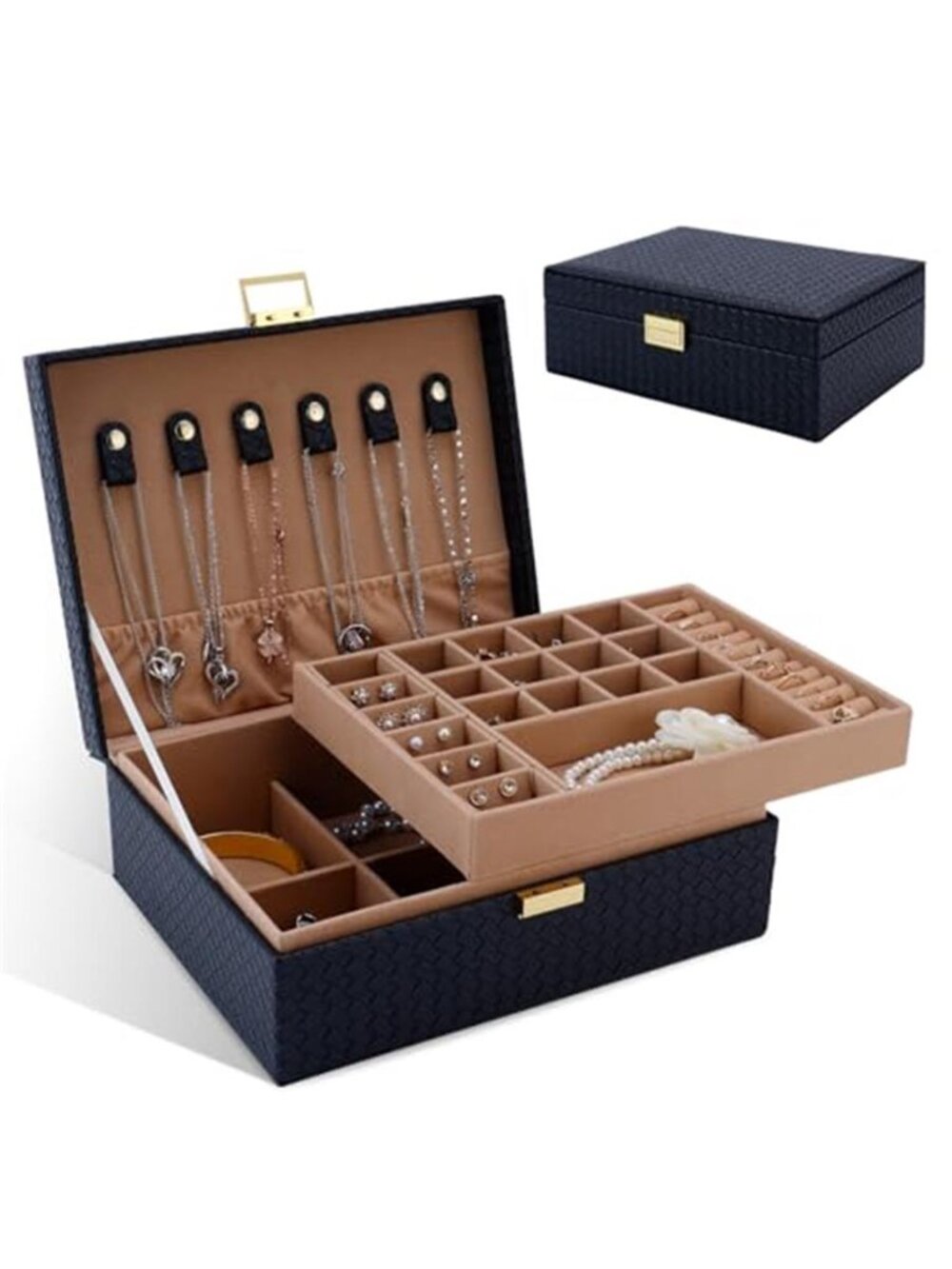 2 Layers Jewelry Organizer Box with Jewelry Boxes